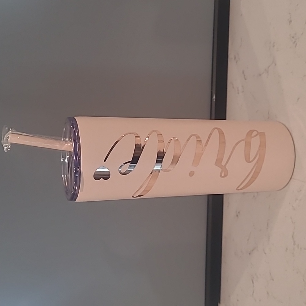 Bride travel cup in pink and rose gold